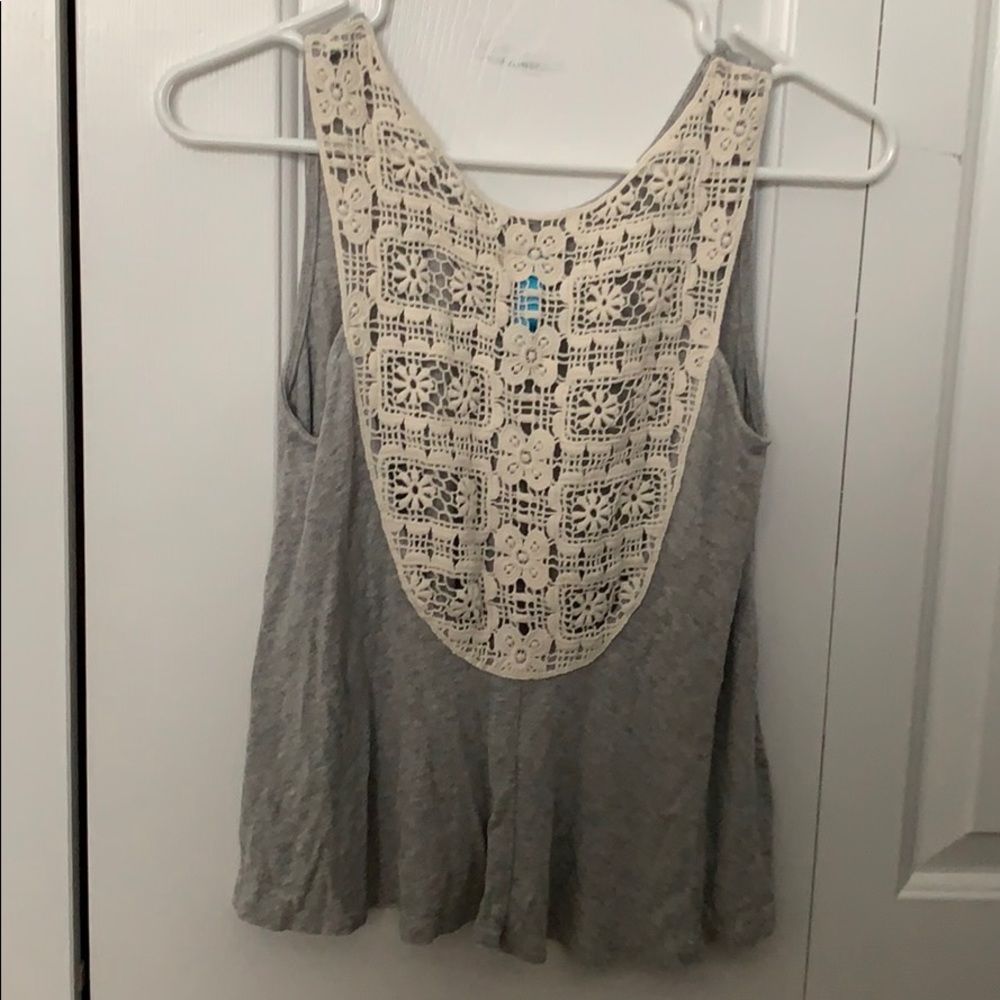 Francesca’s Laced Back Grey Tank Top